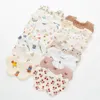 INS Simple Bibs Burp Cloths 100% cotton Flower Print Wave Shape Girl Infants Baby Feeding Bib 16 Colors