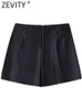 Dames shorts ZEVITY dames vintage riemontwerp pu lederen mini geplooide rokken vrouwelijke culottes hot chic pantalone cortos p2596 y2302