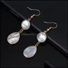 Dangle Chandelier Fashion Natural Abalone Shell Earring For Women Europe America Simple Gold Plating Copper Hook Summer Beach Drop Dh2Uy