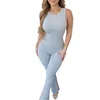Neue Womans-Overall-Designer solide Rolmer sexy ärmellose Reißverschluss Schlanker Hochtailel Bodysuit Sommer Capris Pants XS-XL