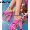 Slippers Eilyken Plus Size 35 42 Summer Platform Women High Heels Ladies Fashion Elegant Female Sandals Slides Shoes 230207