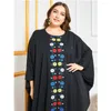 Vêtements ethniques grande taille surdimensionné lâche noir brodé Abaya manches chauve-souris Robe Style décontracté musulman dubaï longues femmes Robe