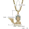 Colares pendentes de pingente gelo colar de desenho animado Chain de cores de prata dourada com torção de charme de hip hop exclusivo de jóias de jóias Elle22