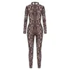 Women's Jumpsuits Rompers FCCEXIO Women's Jumpsuit Sexy Snake Printed Romper Bodycon Female Body Outfits Party Bodysuit Cosplay Costumes 230208