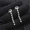 패스 된 다이아몬드 시험 남자 여자 D 컬러 Moissanite Long Tassels Earring 925 스털링 실버 골드 도금 블링 귀걸이 친구를위한 좋은 선물