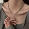 Kettingen 2023 Vintage hart Geharde hangende ketting voor vrouwen Gotische trui choker keten mode zilveren kleur trouwfeest punk sieraden