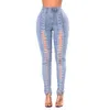 New jeans light blue bandage corn jeans European American women's clothing C239