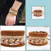 Link Chain Leather Bracelets For Women Fashion Ladies Bohemian Mtilayer Wide Wrap Bracelet Drop Delivery Jewelry Dh8Nm