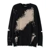 Men's Sweaters Men Couple Fashion Pink Paperclips Oversized Ripped Hole Sweater Hollow Out Harajuku Pullover Knitted JumperMen's