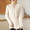 Women's Knits Pure Wool Sweater Chinese Retro Women's Cardigan 2023 Spring And Autumn V-Neck Cross-Type Jacket Top Corset Fashion Coat