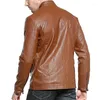 Men's Fur Men's PU Leather Jacket Thickened Stand Collar High Quality Motorcycle Coat