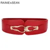 Bälten Rainie Sean Red Wide Women Belt Elastic Corset Ladies Belt för klänningar äkta läder midjebälte mode stretch cummerbund g230207