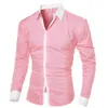 Męskie koszule luksusowe obrożę z długim zamyleniem luźne lniane bluzka bluzka szczupła wzór czarny biały szary ubranie 230208