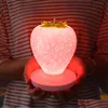 Night Lights Brelong Led Light Creative Stberry Usb Charging Bedside Decorative Eye Table Lamp White / Pink Red Drop Delivery Lighti Dhxlh