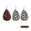 Dangle Chandelier Faux Leather Teardrop Earrings Colorf Layered Flower Pattern Water Drop Creative Gifts 238 R2 Delivery Jewelry Dher6