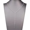 Chains 2023 Simple Vintage Long Tassel Women Necklace Gold Silver Color Square CZ Zirconia Sweater Link Chain Fashion Jewelry