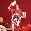 Women's Sleepwear Women Nightdress Chinese Style Retro Nightgown Short Sleeve Home Dress Casual Soft Bathrobe Intimate Lingerie