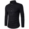 Mens Casual Shirts DiMusi Linen Långärmad knapp Solid Loose Autumn Dress Henley Fashion Man Brand Clothes 230208