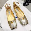 Ballerine in pelle metallizzata sandals Single shoe series star online celebrity likes refined elegant square toe cap metal textur7699940