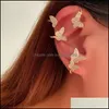 Ear Cuff Pretty Diamond 3D Butterfly Fashion Luxury Designer ￶rh￤ngen f￶r Woman Girls Gold Present Box 1236 B3 Drop Leverans smycken DHXG5