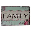 Regras familiares bem -vindo a pintura de metal decoração de casa vintage America Metal Wall Art Tin Sign Chic Sala de estar Sinais de parede de parede 20cmx30cm woo