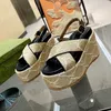 Designer High plataforma sandálias deslizantes Lady Canvas grossa Slides Flip Flip Fashion Slipper Shop Shoes 35-42 NO298C