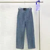 Jeans vintage da donna Blue Jeans Lettera Jacquard Jeans dritti Autunno Inverno Pantaloni firmati Pantaloni a vita alta