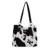 Sacs de soirée hiver peluche sac à bandoulière mode mignon messager dessin animé vache motif zèbre femmes sacs à main grande capacité fourre-tout shopping