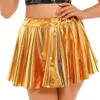 Kjolar kvinnor goth klubbkläder fast färg elastisk midjeband mini mode glänsande ruffled kjol karneval raves fest y2k outfit