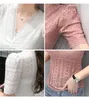 Bloups feminina camisas sexy elegantes blush de renda mulher sólida camisa de manga curta de decote curto comando de algodão esbelto 2023women's