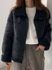 Pelle sintetica da donna Aoottii Autunno Inverno Donna Giacca in pelliccia di agnello retrò Streetwear Cerniera femminile Cappotto spesso caldo da donna Capispalla neroDonna