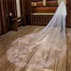 Bridal Veils 2023 Wedding Veil With Comb Soft Tulle Lace Appliques 300cm Long Cathedral Length Accessories