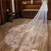 Bridal Veils 2023 Wedding Veil met kam zacht tule kant -appliques 300 cm lange kathedraallengte accessoires