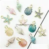 Charms 13pcs/conjunto colorf shell conch starfish esmal