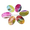 Charms 1Pcs Natural Stone Pendants Egg Shape Agates For Women Jewelry Making Diy Bracelet Necklace Accessories Size 30X45Mm Dr Dht6M