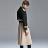 Men's Trench Coats 2023 Spring/Autumn Men's Contrast Color Extra Long Europe England Male Vintage Causal Double Breasted Coat