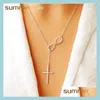 Pendant Necklaces Simple Long Sier Chic Infinity Cross Bird Leaf Chain Fashion For Women Jewelry Gift Drop Delivery Pendants Dhvct