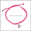 Link Chain Handmade Heart Mom Charm Bracelets Colorf String Woven Bracelet For Fashion I Love You Lucky Jewelry Drop Delivery Dh7Bq