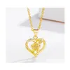 귀걸이 목걸이 패션 24 K Fine Gold GF Dubai Romantic Heart Love Rose Pendant 세트 웨딩 PNG 보석 510 Q2 DROP D DHVTU