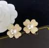 Fashion Gold 925 Silver Ear Stud Luksusowe projektanci Flower Flower Colkings Słynne kobiety na przyjęciu weselnym kidenlry