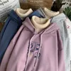 Felpe con cappuccio da donna Felpe con cappuccio Collo alto Pullover da donna Autunno Inverno Felpa con cappuccio da donna Street Moda casual Falso Due camicette larghe da donna 230207