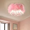 Ceiling Lights K9 Crystal Lamp Natural Feather Lamps Nordic Minimalist Boy Girl Bedroom Living Room Children's Decor Light