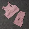 Kvinnors träningsdräkter Tracksuit Shorts Yoga Set With Pocket High midje Sportkläder Bra Fitness Workout Leggings Cykling Gym Sports Suit 230208