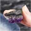 Charmes Pierre Naturelle Améthyste Quartz Violet Cristal Grappe Pierres De Guérison Spécimen Décoration De La Maison Artisanat Bijoux Diy Orn Dh6N5