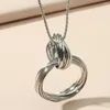 Ketens prachtige eenvoudige metalen dubbele ring lange ketting hanger mode kleding sieraden accessoires groothandel