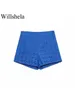 Women's Shorts Willshela Women Fashion Embroidery Solid Hollow Out Side Zipper Vintage High Waist Female Chic Lady Y2302