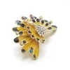 Brooches Enamel Peacock For Women Rhinestone Crystal Jewelry Animals High Quality Bird Pin Gift DZ059