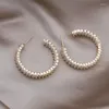 Boucles d'oreilles créoles bijoux de mode coréens 14K plaqué or luxe grand rond en forme de C Zircon élégant femmes danse accessoires de fête