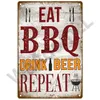 BBQ Zone Home Decor Metall Blechschild Vintage Dad's BBQ Yard Outdoor Party Dekoration Teller Retro Barbecue Rules Slogan Metallschild 20 cm x 30 cm Woo