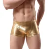 Underpants Sexy Gay Underwear Men Faux Leather Boxers Shorts Man Low Waist U Convex Pouch Cueca Calzoncillos Marca M-XXL